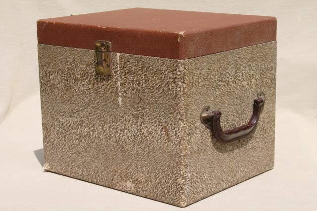 photo of vintage travel case, record box suitcase, folding portable shelves display shelf #4