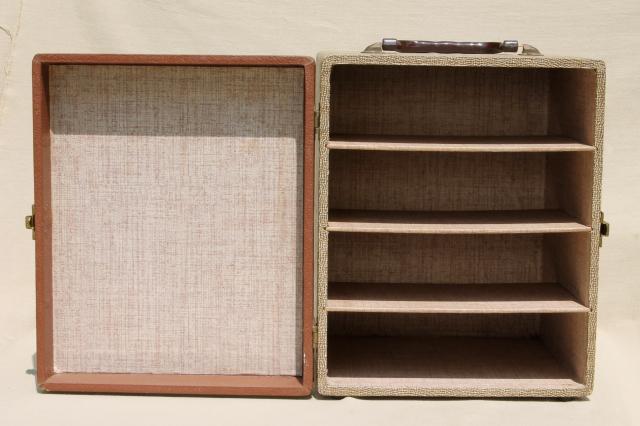 photo of vintage travel case, record box suitcase, folding portable shelves display shelf #6