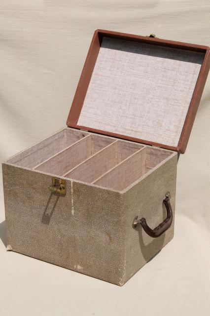 photo of vintage travel case, record box suitcase, folding portable shelves display shelf #7