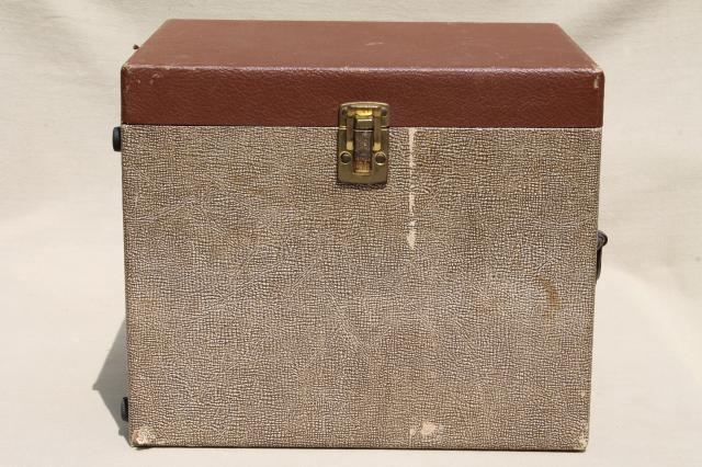 photo of vintage travel case, record box suitcase, folding portable shelves display shelf #10