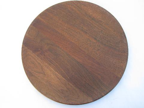 photo of vintage treenware plate, solid walnut #1