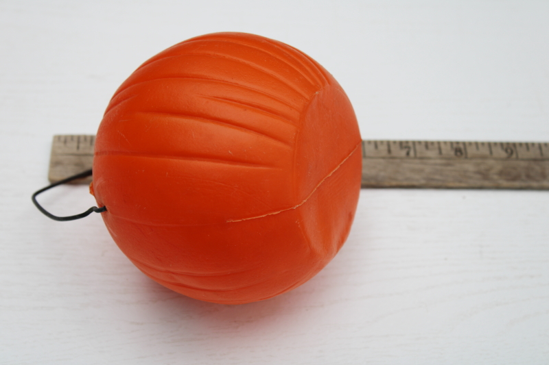 photo of vintage trick or treat pail baby size, Halloween jack o lantern plastic pumpkin w/ wire handle #3