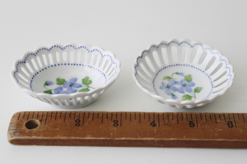 photo of vintage trinket dishes, ring dish round & oval Andrea by Sadek reticulated china hand painted #2