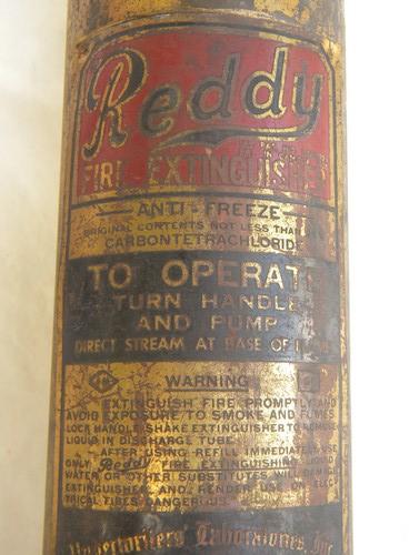 photo of vintage truck/bus/jeep brass fire extinguisher Reddy Safety Phlare, 1926 patent #2