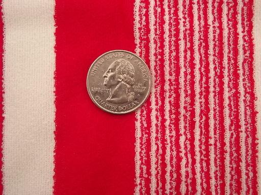 photo of vintage t-shirt knit fabric, poly stretch jersey w/ retro red & white prints #3