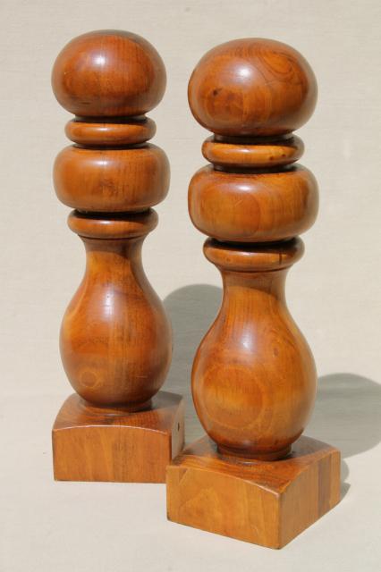 photo of vintage turned wood finials, hat stand baluster banister knob posts #1