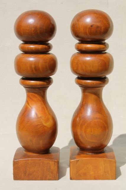 photo of vintage turned wood finials, hat stand baluster banister knob posts #2