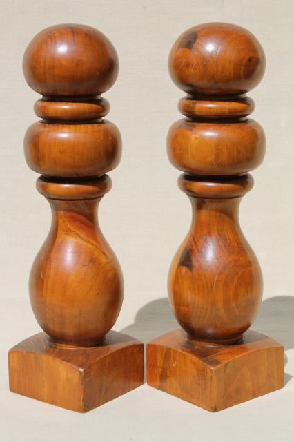 photo of vintage turned wood finials, hat stand baluster banister knob posts #3