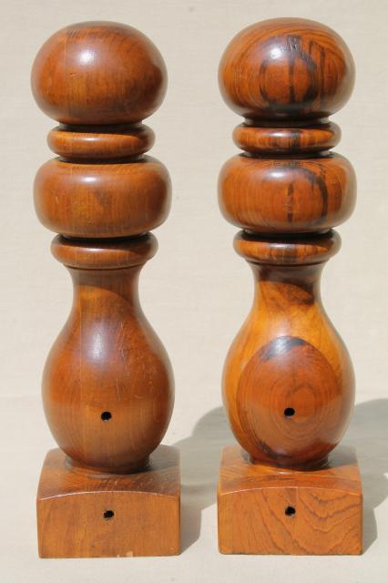 photo of vintage turned wood finials, hat stand baluster banister knob posts #4