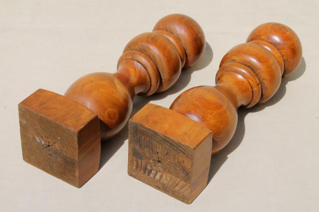 photo of vintage turned wood finials, hat stand baluster banister knob posts #6