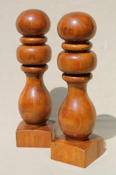 catalog photo of vintage turned wood finials, hat stand baluster banister knob posts