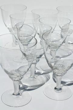 catalog photo of vintage twist stem water glasses, crystal clear glass goblets, Lisa pattern