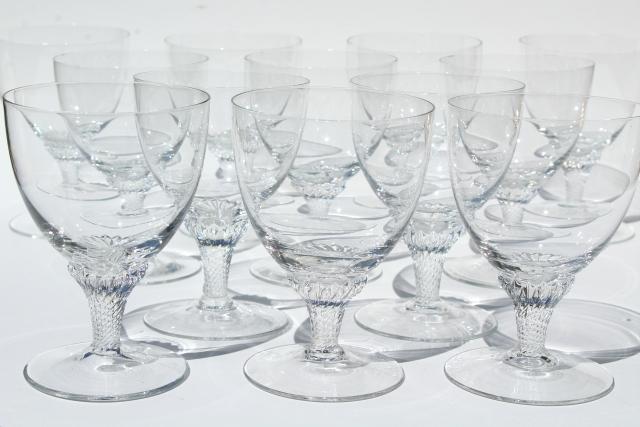 photo of vintage twist stem wine glasses, crystal clear glass goblets, Lisa pattern #1