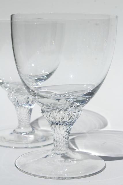 photo of vintage twist stem wine glasses, crystal clear glass goblets, Lisa pattern #2