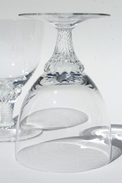 photo of vintage twist stem wine glasses, crystal clear glass goblets, Lisa pattern #3