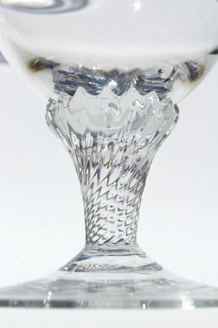 photo of vintage twist stem wine glasses, crystal clear glass goblets, Lisa pattern #7