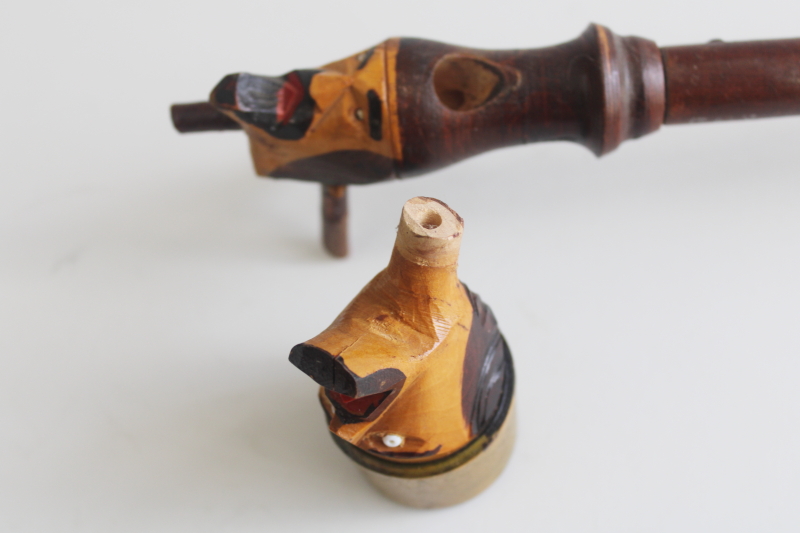 photo of vintage two heads bearded man smoking pipe made in Italy, carved wood hand painted folk art  #7