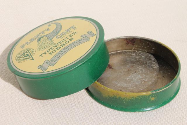 photo of vintage typewriter ribbon tin, Horn of Plenty cornucopia print advertising graphics #3