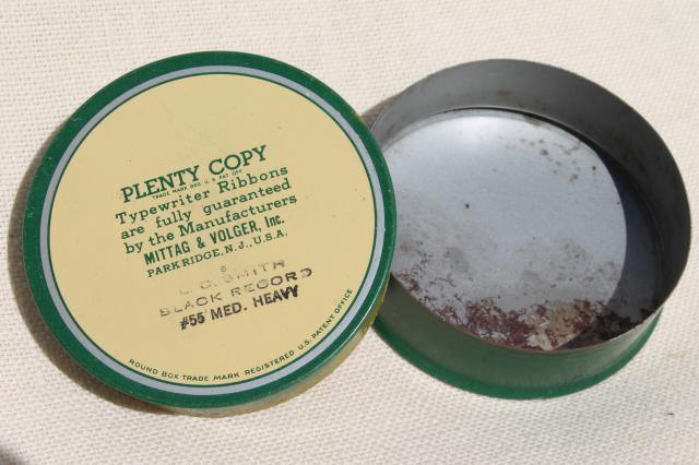 photo of vintage typewriter ribbon tin, Horn of Plenty cornucopia print advertising graphics #4