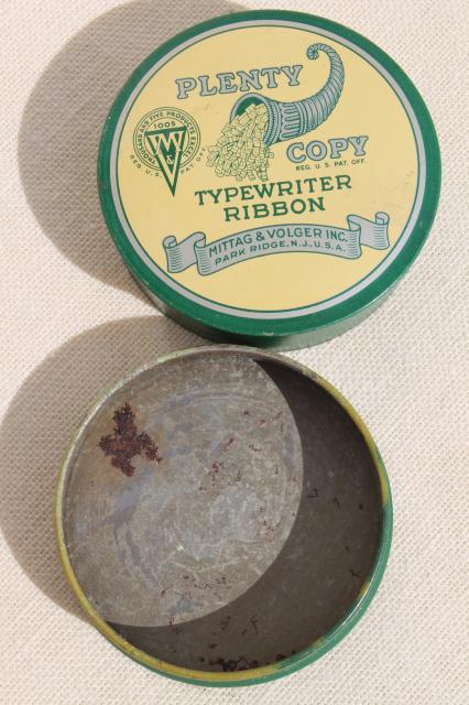 photo of vintage typewriter ribbon tin, Horn of Plenty cornucopia print advertising graphics #5
