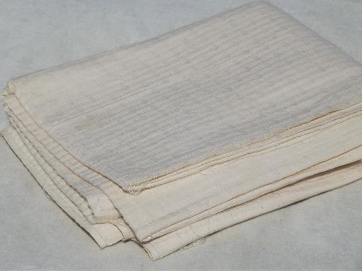 photo of vintage unbleached cotton fabric, heavy feed sack weight textured cotton #3