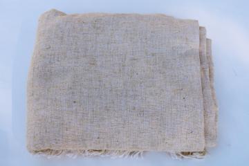 catalog photo of vintage unbleached cotton fabric, rustic homespun type material w/ coarse weave