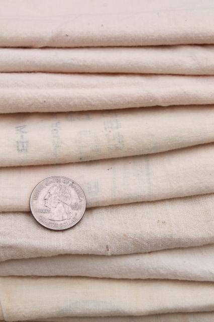 photo of vintage unbleached cotton fabric sugar sacks, primitive old feedsack fabric #3