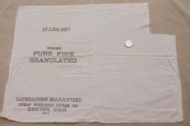 photo of vintage unbleached cotton fabric sugar sacks, primitive old feedsack fabric #4