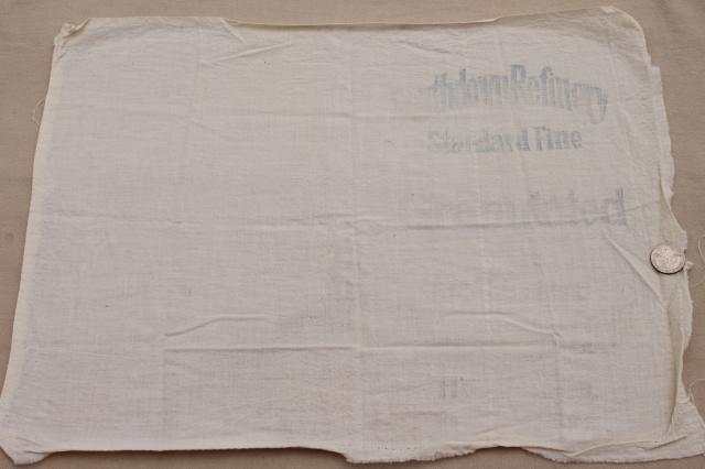 photo of vintage unbleached cotton fabric sugar sacks, primitive old feedsack fabric #6