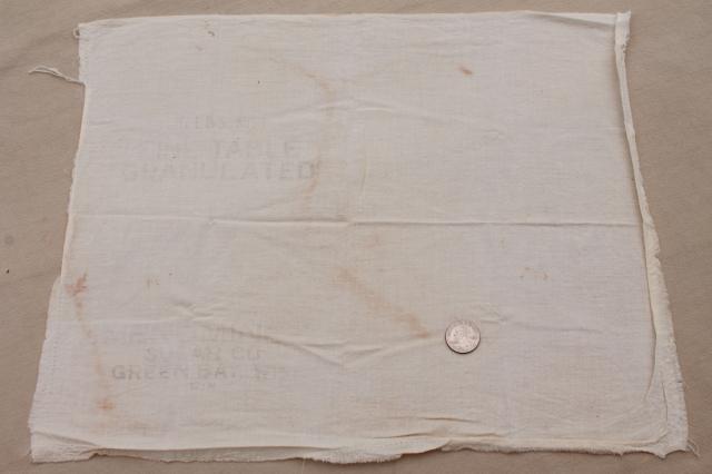 photo of vintage unbleached cotton fabric sugar sacks, primitive old feedsack fabric #7