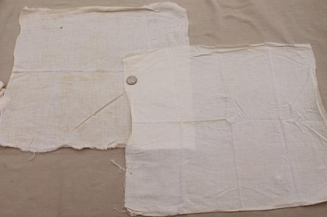 photo of vintage unbleached cotton fabric sugar sacks, primitive old feedsack fabric #9