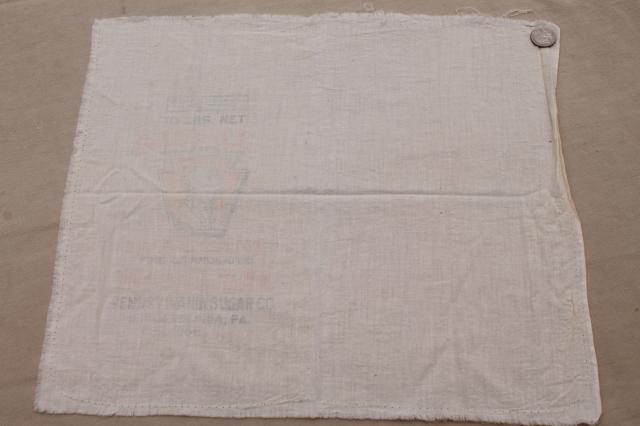 photo of vintage unbleached cotton fabric sugar sacks, primitive old feedsack fabric #10