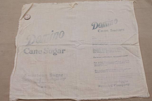 photo of vintage unbleached cotton fabric sugar sacks, primitive old feedsack fabric #11