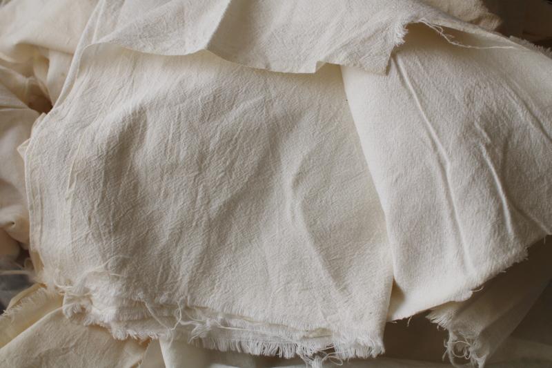 photo of vintage unbleached cotton feed flour sack pieces and scraps, old grain bag fabric #8