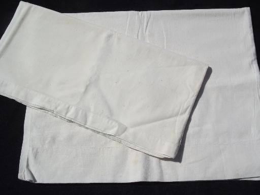 photo of vintage unbleached cotton feedsack fabric pillowcases for long pillows #1