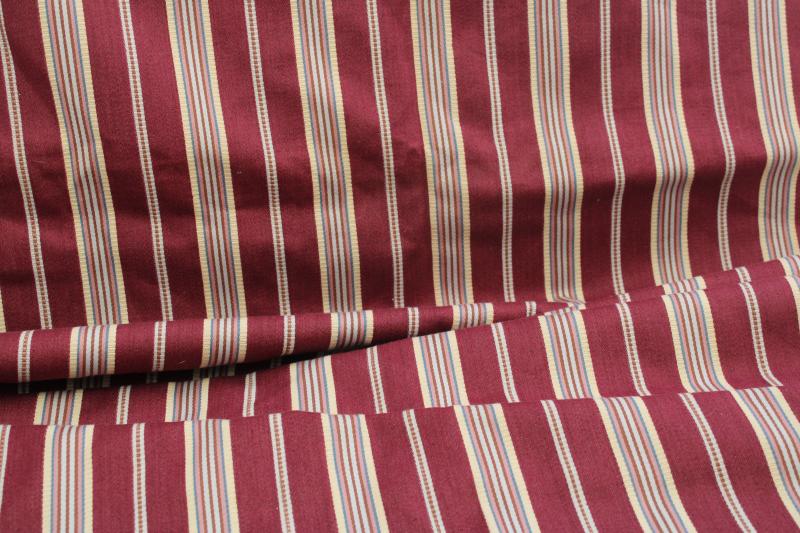 photo of vintage upholstery fabric remnant, woven stripe heavy cotton french mattress ticking #1