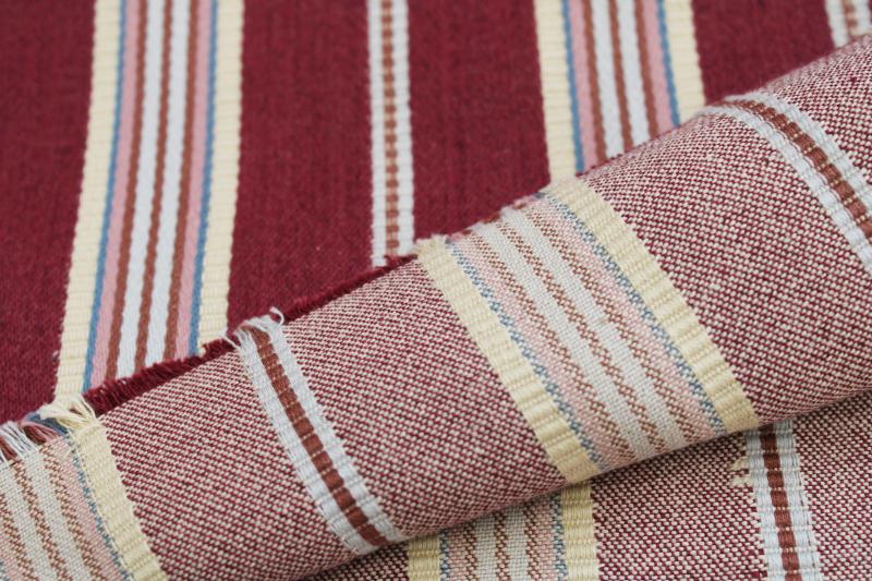 photo of vintage upholstery fabric remnant, woven stripe heavy cotton french mattress ticking #3