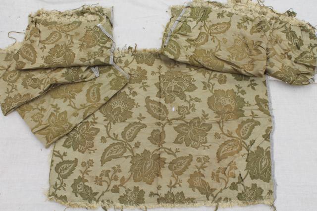 photo of vintage upholstery fabric remnants lot, decorator sewing fabrics lot for cushions etc. #7