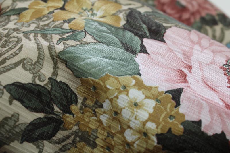 photo of vintage upholstery fabric, very heavy satin finish art nouveau style floral print #2