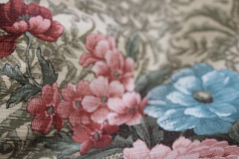 photo of vintage upholstery fabric, very heavy satin finish art nouveau style floral print #3