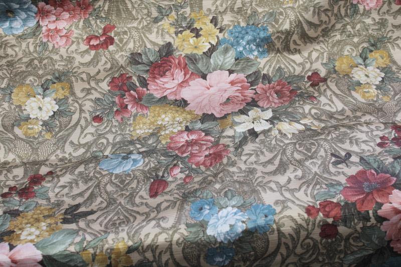 photo of vintage upholstery fabric, very heavy satin finish art nouveau style floral print #5