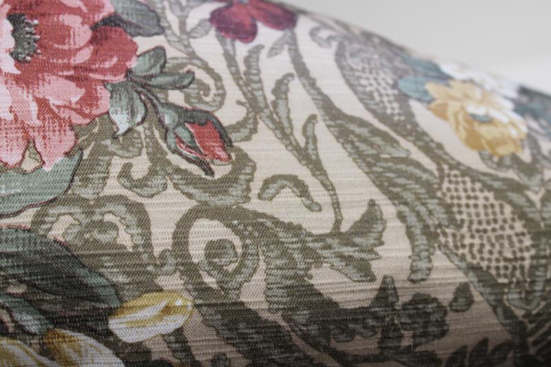 photo of vintage upholstery fabric, very heavy satin finish art nouveau style floral print #6