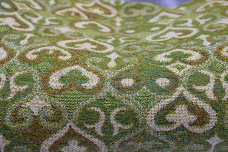 photo of vintage upholstery fabric, wool blend tapestry w/ celtic style hearts #3