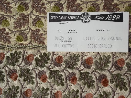 photo of vintage upholstery samples lot, florals acorns jacquard tapestry fabric #3