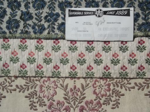 photo of vintage upholstery samples lot, florals acorns jacquard tapestry fabric #5