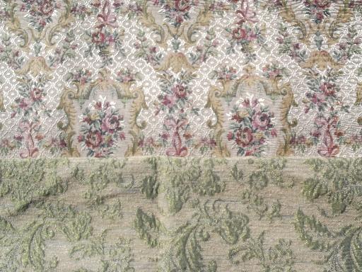 photo of vintage upholstery samples lot, florals acorns jacquard tapestry fabric #9