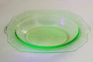 catalog photo of vintage uranium green depression glass oval bowl, Princess pattern Anchor Hocking