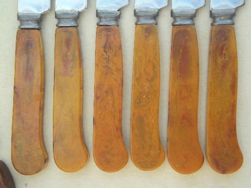 photo of vintage utensils lot, table knives w/ bakelite & french ivory celluloid handles #4