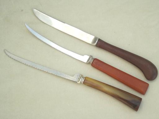 photo of vintage utensils lot, table knives w/ bakelite & french ivory celluloid handles #10