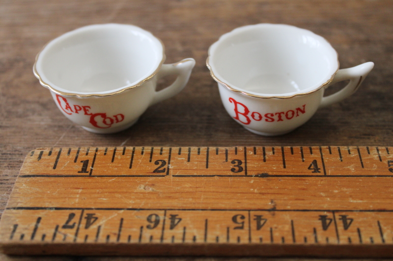photo of  vintage vacation travel souvenirs of Boston and Cape Cod, miniature china tea cups  #2